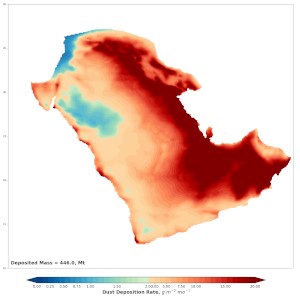 ترسيب الغبار النموذجي فوق شبه الجزيرة العربية